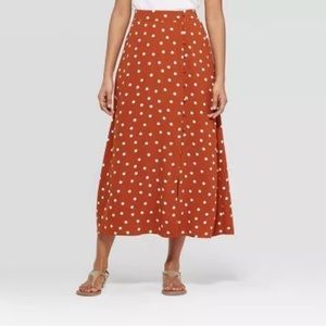 High Waisted Midi Skirt with Split. Size Small